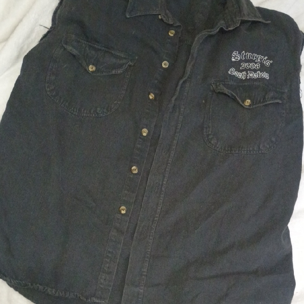 Black Sleeveless Denim Sturgis 2006 Shirt